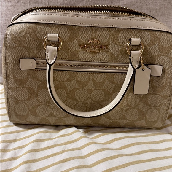 Coach Beige Signature Canvas Satchel with Matching Wristlet and Wallet - Picture 2 of 13